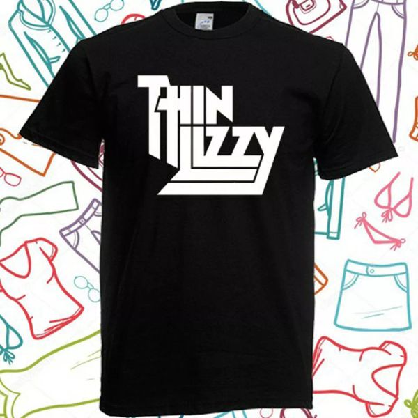 

thin lizzy logo men's black t-shirt size s to 3xl, White;black