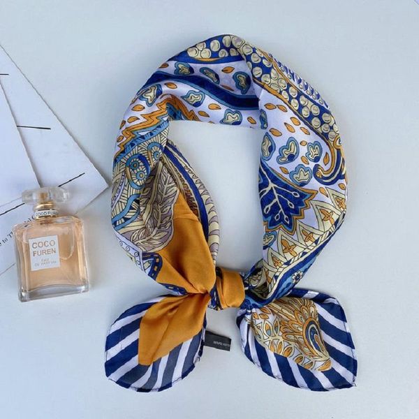 

scarves yishine 2021 70x70cm botanical garden pattern print square scarf women bandana hairband lady head wraps female shawl neckerchief, Blue;gray