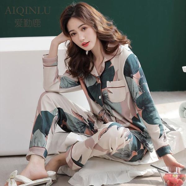 

3xl pajamas set women sleepwear long sleeve cotton sets spring autumn print suit loungewear, Black;red