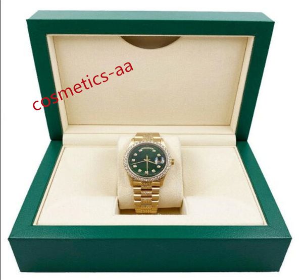 

bpf with box luxury watches sapphire 36mm 18038 green dial diamond bezel asia 2813 automatic mechanical 18k yellow gold stainless steel brac, Slivery;brown