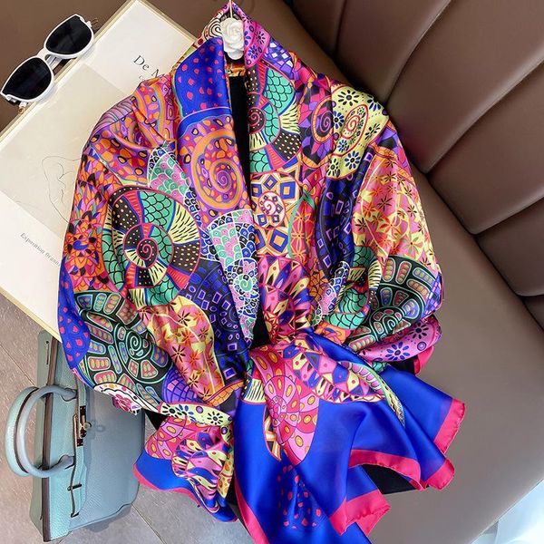

scarves 180x90cm silk scarf for women, bandana long, wrap shawl, hijab, silent, beach sarong, fashionable, 2021scarf shawl wholesale, Blue;gray