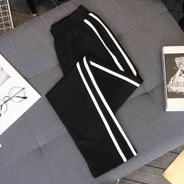 

Spring And Autumn Fashion Korean Women Casual Harem Pants Black White Striped Printed Side Pant Ladies Loose Trousers