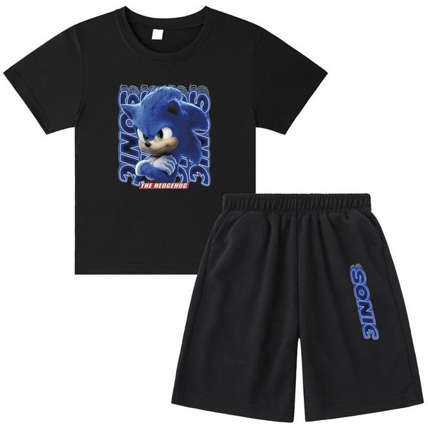 

clothing sets sonic shorts baby boy clothes set cartoon children casual shirts pants suits kids outfit 100% cotton panties 4-14year, White