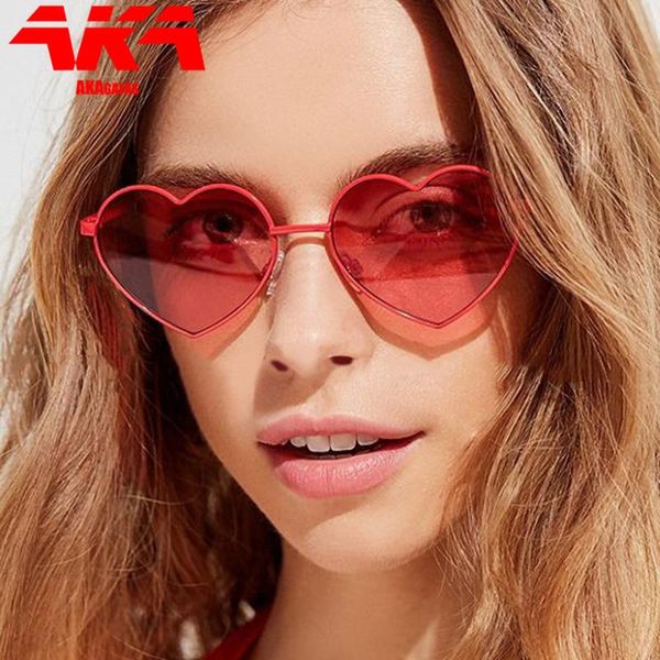 

outdoor eyewear akagafas 2021 heart sunglasses women vintage glasses for women/men ocean lens eyeglasses gradient oculos de sol feminino