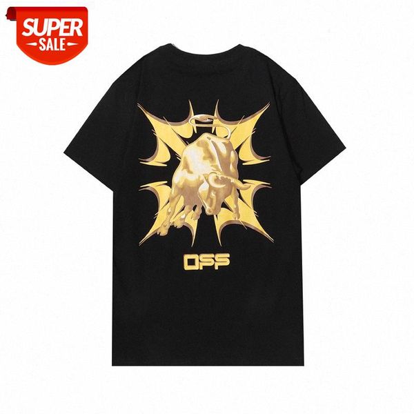 

spring and summer off taurus arrow pattern round neck pullover short sleeve men women the same batch #du6n, White;black