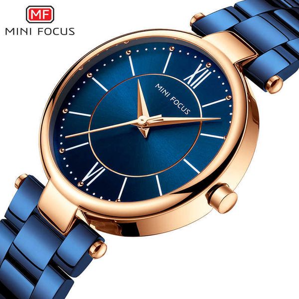 

mini focu watches waterproof blue stainless steel brand luxury fashion ladies quartz watch relogio feminino montre femme 210616, Slivery;brown