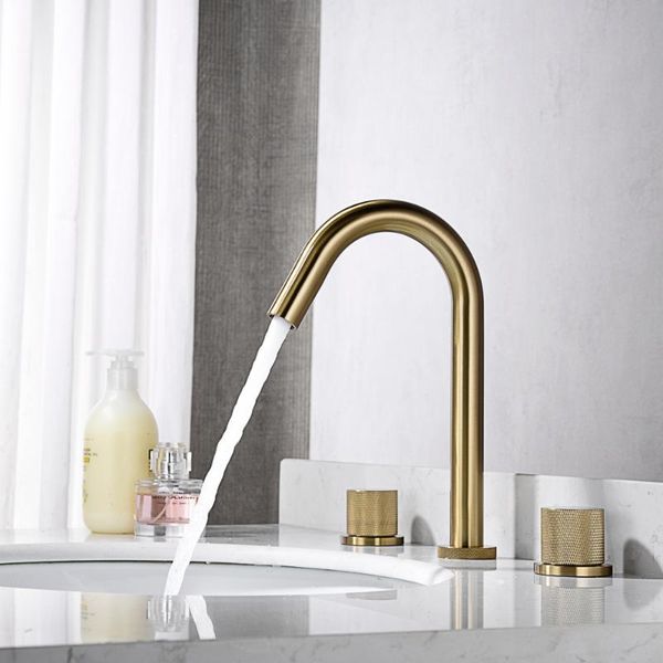 

bathroom sink faucets brass waterfall faucet 3 hole 2 handle original design artistic basin mixer tap luxury round bath