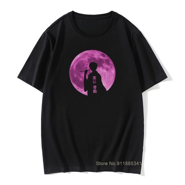 

men's t-shirts graphic men t-shirt takasugi shinsuke gintama novelty cotton tee shirt short sleeve t shirts vintage japan style tees, White;black
