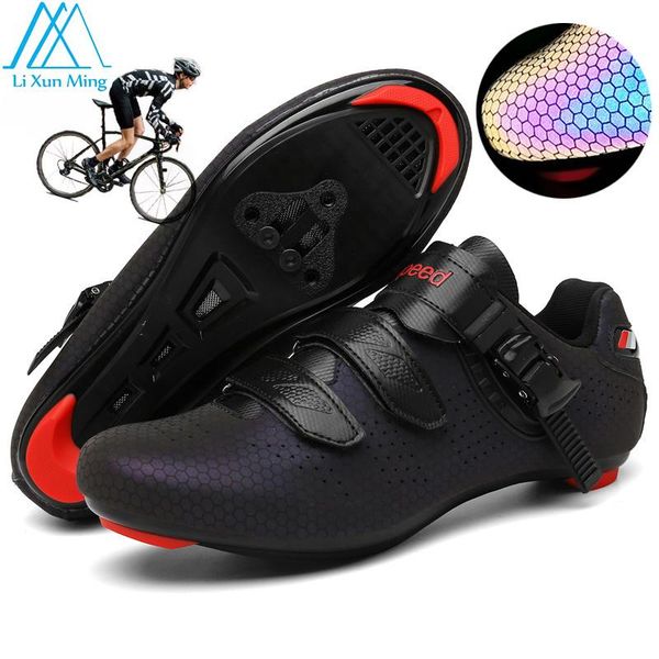 

cycling footwear professional fluorescent bicycle shoes men spd road outdoor sports racing self-locking mtb, Black