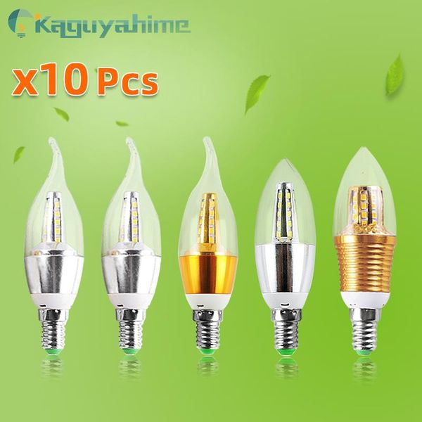 

bulbs =(k)= led candle light e14 bulb 10pcs/lot colorful lamp 220v 7w 9w 12w golden silver for crystal chandelier lampara ampoule