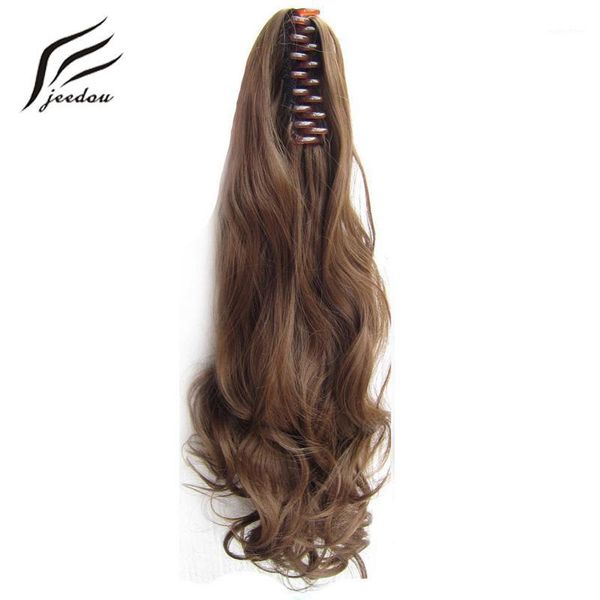 

claw ponytail wavy synthetic hair 22" 55cm 170g blonde chestnut brown color natural ponytails extensions hairpieces1, Black