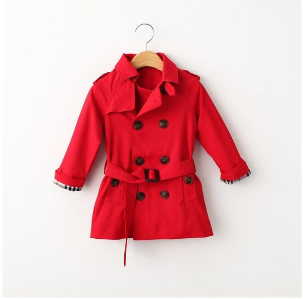 

Fashion Boys Girls Long Style Tench Coats Fall Winter Children Plaid Double-breasted Jackets Kids Girl Outwear 1-12 Years, Red