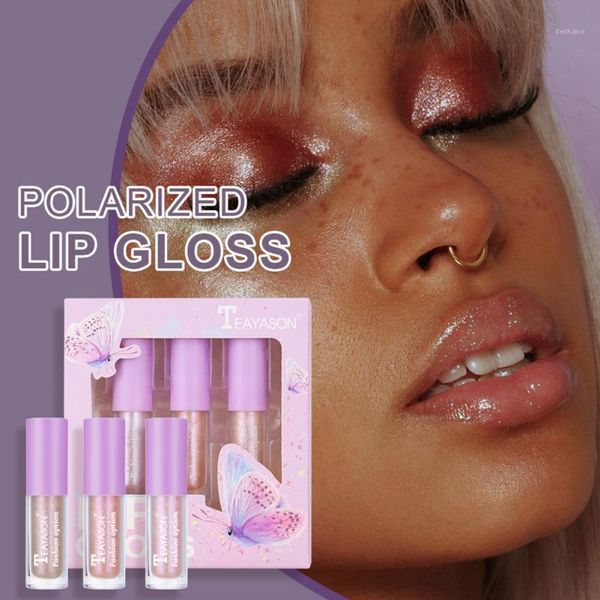 

3pcs/set lip gloss diamond clear polarized light blusher highlight kit1