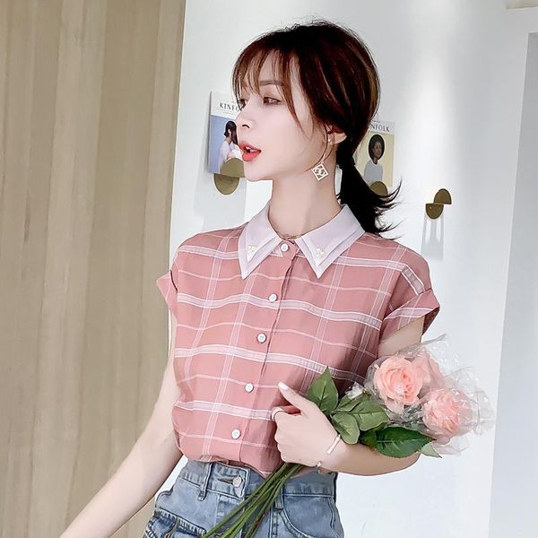 

women's blouses & shirts 2021 real s in stock summer loose thin plaid, White
