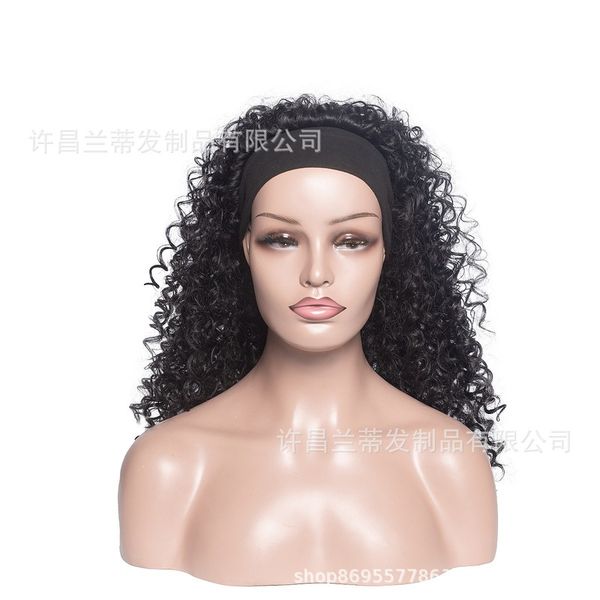 

and winter 2021 autumn scarf fashion wig small curly hair chemical fiber headgear, Black;brown