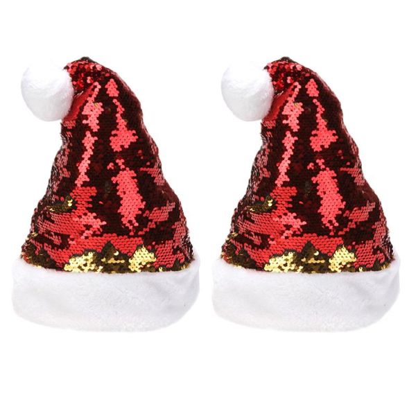 

christmas decorations 2pcs hat sequins short plush xmas shiny cap decoration