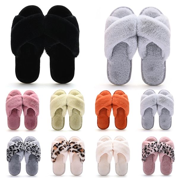 

wholesale classic winter indoor slippers fors women snow fur slides house outdoor girls ladies furry slipper flat platforms soft comfortable, Black