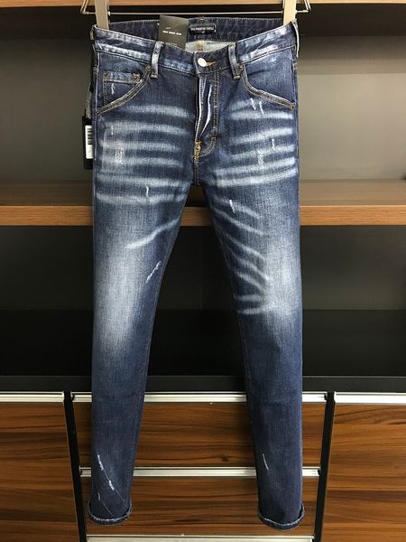 

dsq phantom turtle classic fashion man jeans hip hop rock moto mens casual design ripped jeans distressed skinny denim biker dsq jeans 6966, Blue