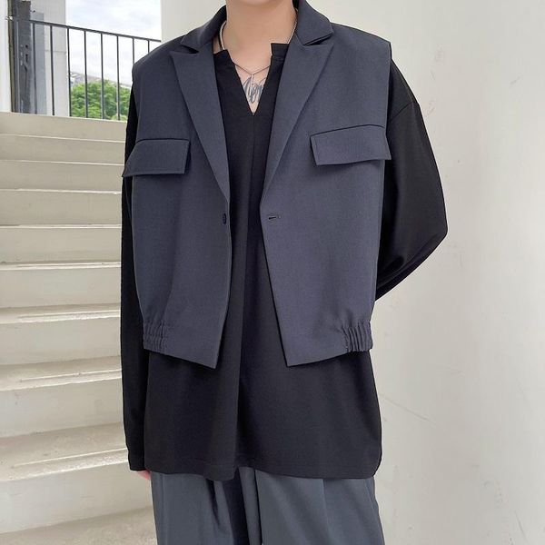 

men's vests 2021 suit vest spring and autumn korean version collar wear fashion sleeveless waistcoat, Black;white