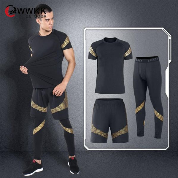 

yoga outfits men running sets quick dry jogging sport gym compression suits fitness men's style fashion suit 3pices/set, White;red