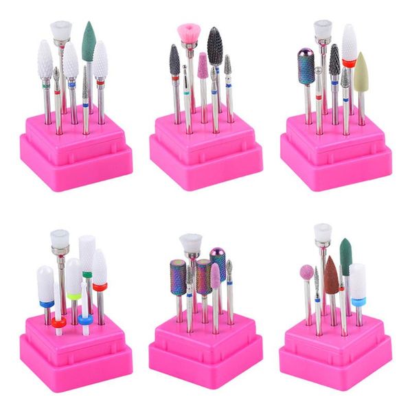 

nail art kits 7pcs/set ceramic drill bits acrylic box milling cutter manicure machine electric files tool