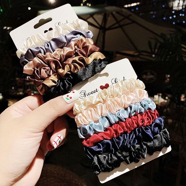 

hair clips 6pcs/set 2021 women elegant print flower dot elastic bands ponytail holder scrunchie rubber band fashion accessories