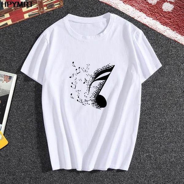 

white fashion creative musical note womens printed summer casual harajuku o neck clothing tee