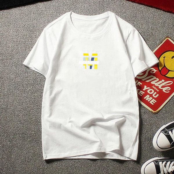 

summer ins short-sleeved t-shirt men's letters pure cotton tide brand trend couples half-sleeved clothes t-shirts, White;black