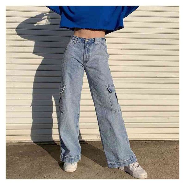 

women's jeans jinran high waist women wide leg denim blue streetwear vintage distressed quality j29 y9yf