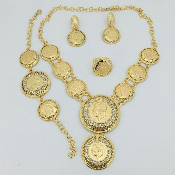 

earrings & necklace arab bride gold jewelry dubai classic drop bracelet ring set for women coin, Silver