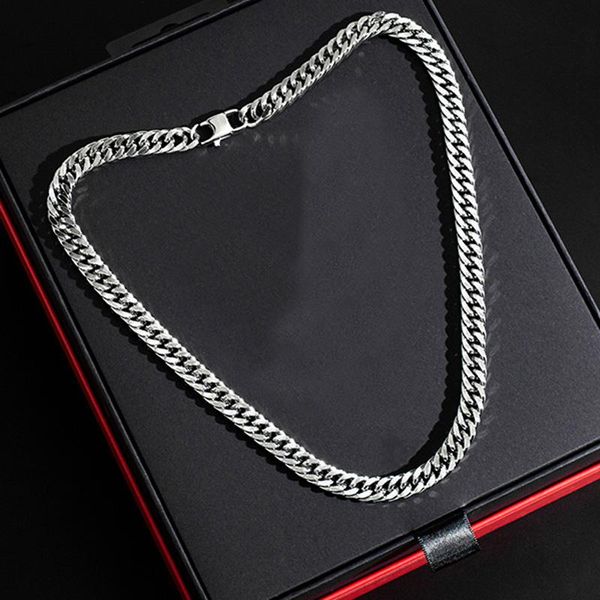

men necklace chain on the neck hip hop steel stainless friendship steampunk cuban link long jewelry chains, Silver