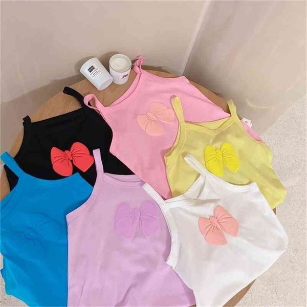 

summer arrival girls fashion candy color vest kids princcess s with bow 210528, Blue
