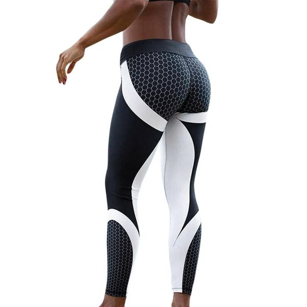

pants digital printing honeycomb womens legging hip high waist workout slim fitness leggings ladies sports 20, Black