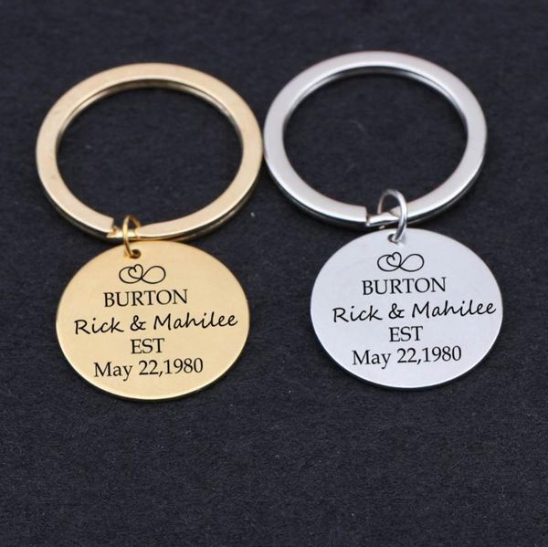 

keychains date name custom electrocardiogram gifts tag charm stamped keyring driver family friends car keys holder, Silver