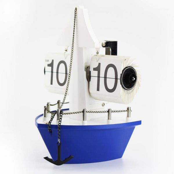

desk & table clocks retro auto flip clock vintage page steamship sailboat decorative kids room digital watch home decor1