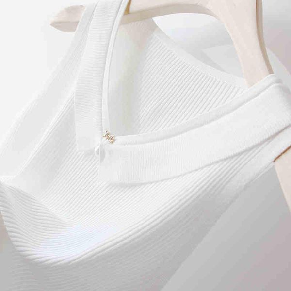 

women's tanks & camis elegant knitted tank women summer 2021 short sleeveless basic slim black white
