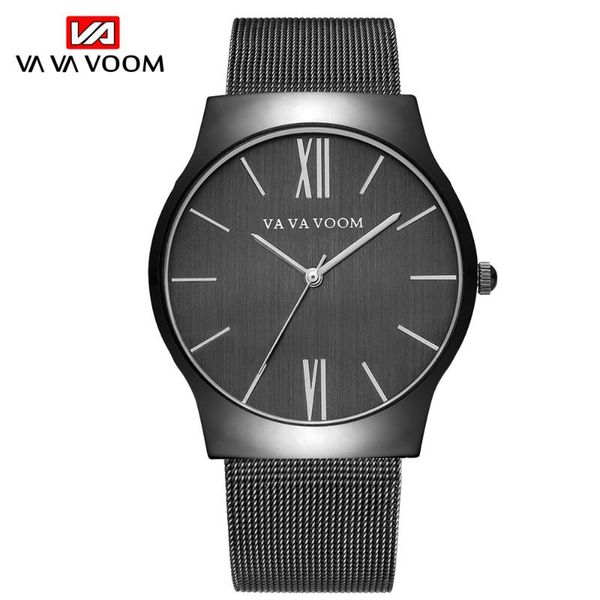

wristwatches vava voom brand stainless steel mesh strap quartz sport casual watch wrist clock luxury gift for male relogio masculino, Slivery;brown