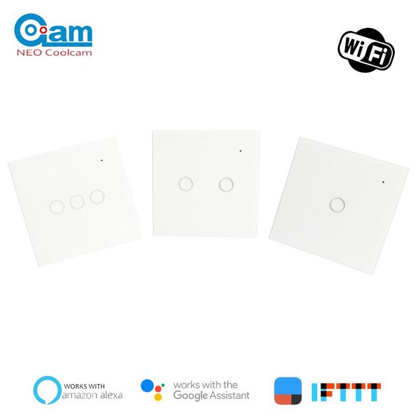 

smart home control neo coolcam 1/2/3ch wifi wall light switch glass panel touch wireless remote support alexa google ifttt