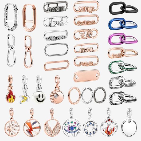 

other 2021 autumn 925 silver rose me styling matte double link happy mini dangle hoop earring fit diy jewelry delivery