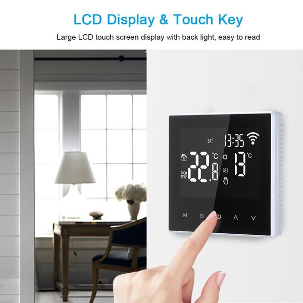 

smart home control wi-fi thermostat digital temperature controller app programmable electric underfloor heating with large lcd screen