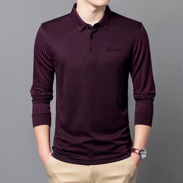 

spring and autumn men's tracels non ironing silk t-shirt fashion soft anti wrinkle large size sweater polo, Black