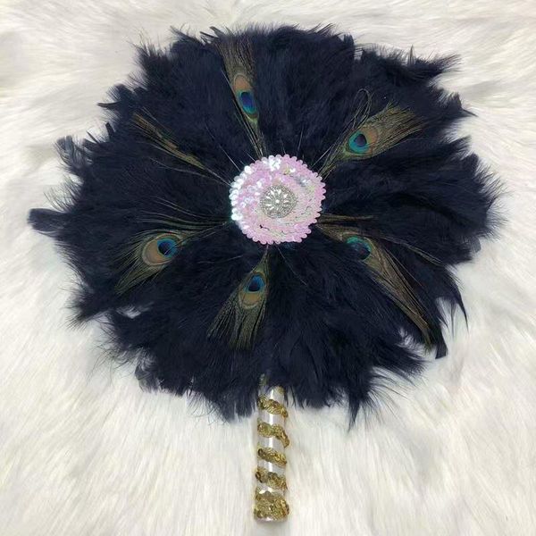 

other home decor custom wedding hand fan with feather dance spain style abanico de mano sequin handmade bride po prop