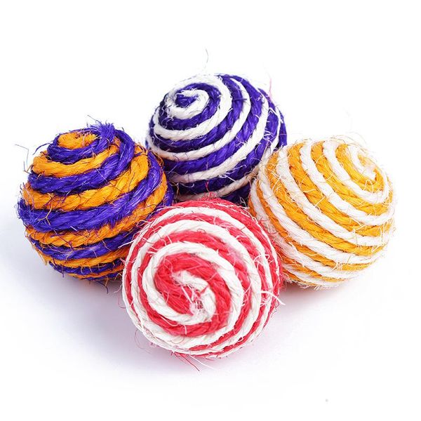 

cat toys 4 pcs pet ball rope kitten smashing chewing (random color)
