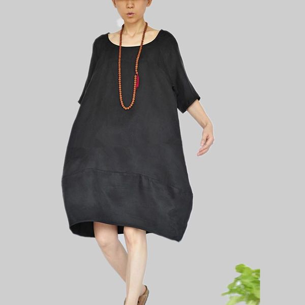 

casual dresses design women loose cupro dress copper ammonia 190423, Black;gray