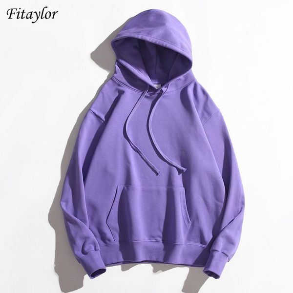 

women's hoodies & sweatshirts fitaylor 2021 autumn winter hoodie women oversize cotton drawstring pockets casual hooded, Black