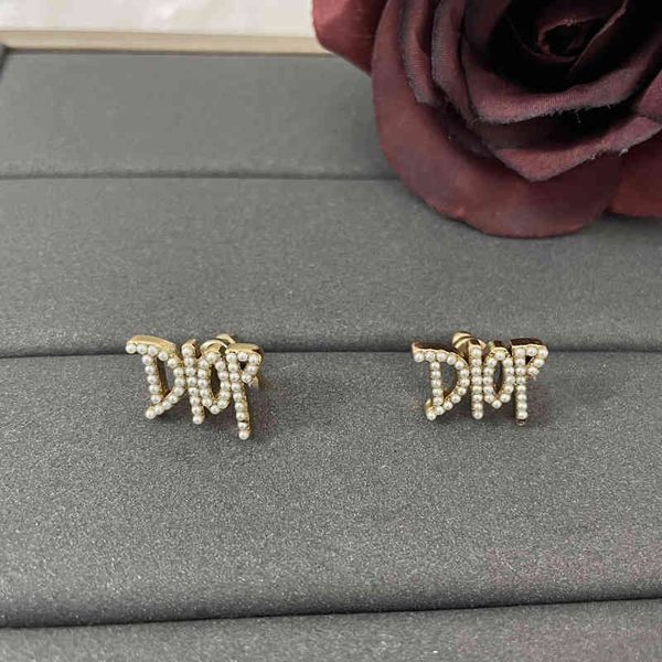 

design jewelry new letter size pearl 925 silver needle set pearl earrings