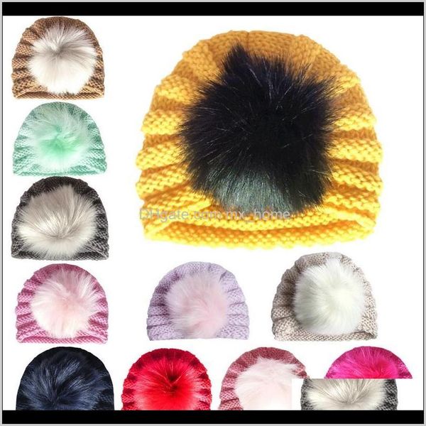 

caps accessories baby maternity drop delivery 2021 baby girls ball 11 designs winter candy color elastic indian hat knitting boys kids fashi, Yellow