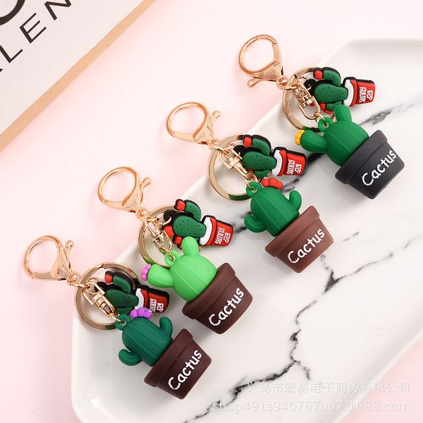 

10pieces/lot new cactus keychain potted pendant selling small gifts cactus key chain bag pendant key chain, Silver