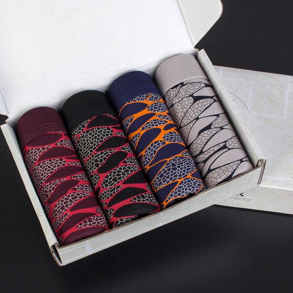

baibaokang printed taobao 4-pack men's modal boxed underwear, Black;white