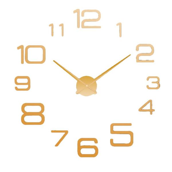 

diy wall clock digital acrylic hanging for living room office without battery golden clocks